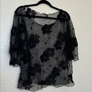 Elegant Black Lace Floral Top